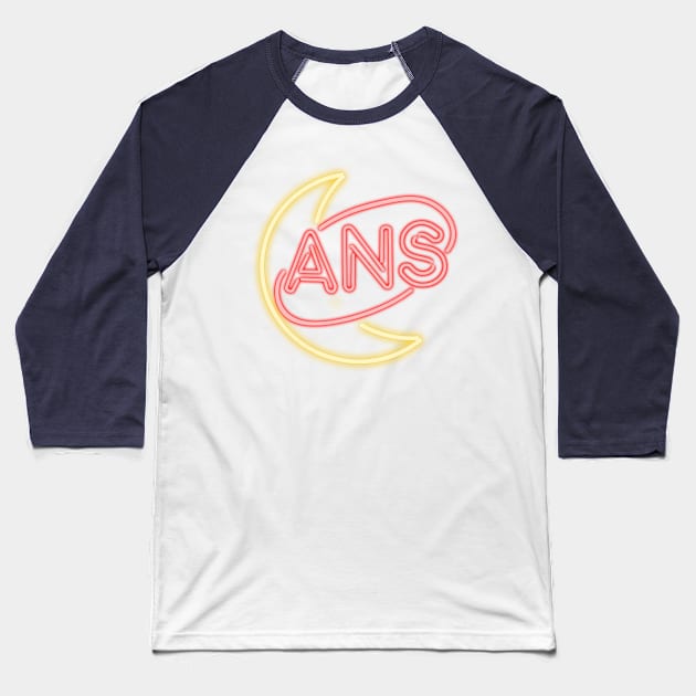 ANS Moon Neon Baseball T-Shirt by allnightsounds